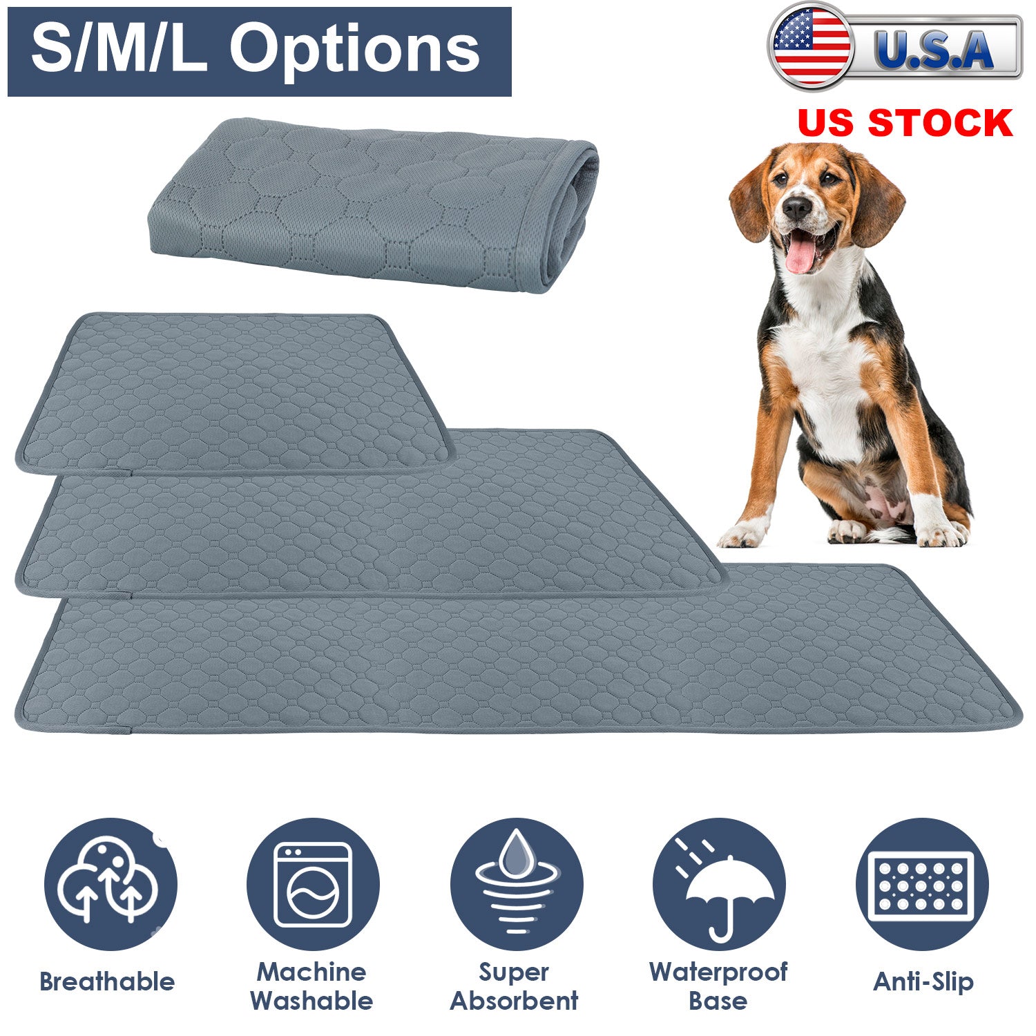 Washable Dog Pee Pad Reusable Puppy Potty Training Pads Waterproof Absorbent Whelping Mat Cat Pee Cushion for Dogs Pets Cats