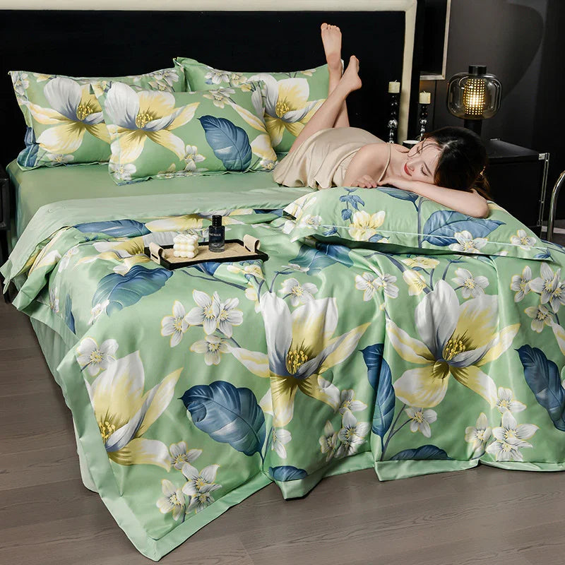 Printed Washed Tencel Summer Cooling Duvet Four-piece Set