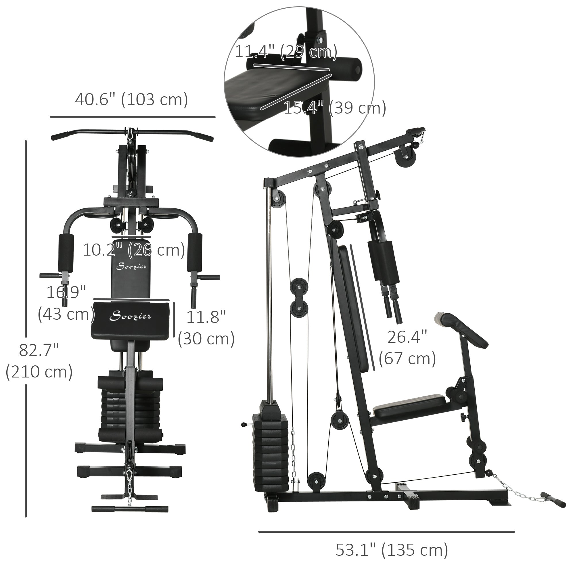 Soozier Multi-Exercise Home Gym Station with 99lbs Weight Stack, for for Back, Chest, Arms, Full Body Workout