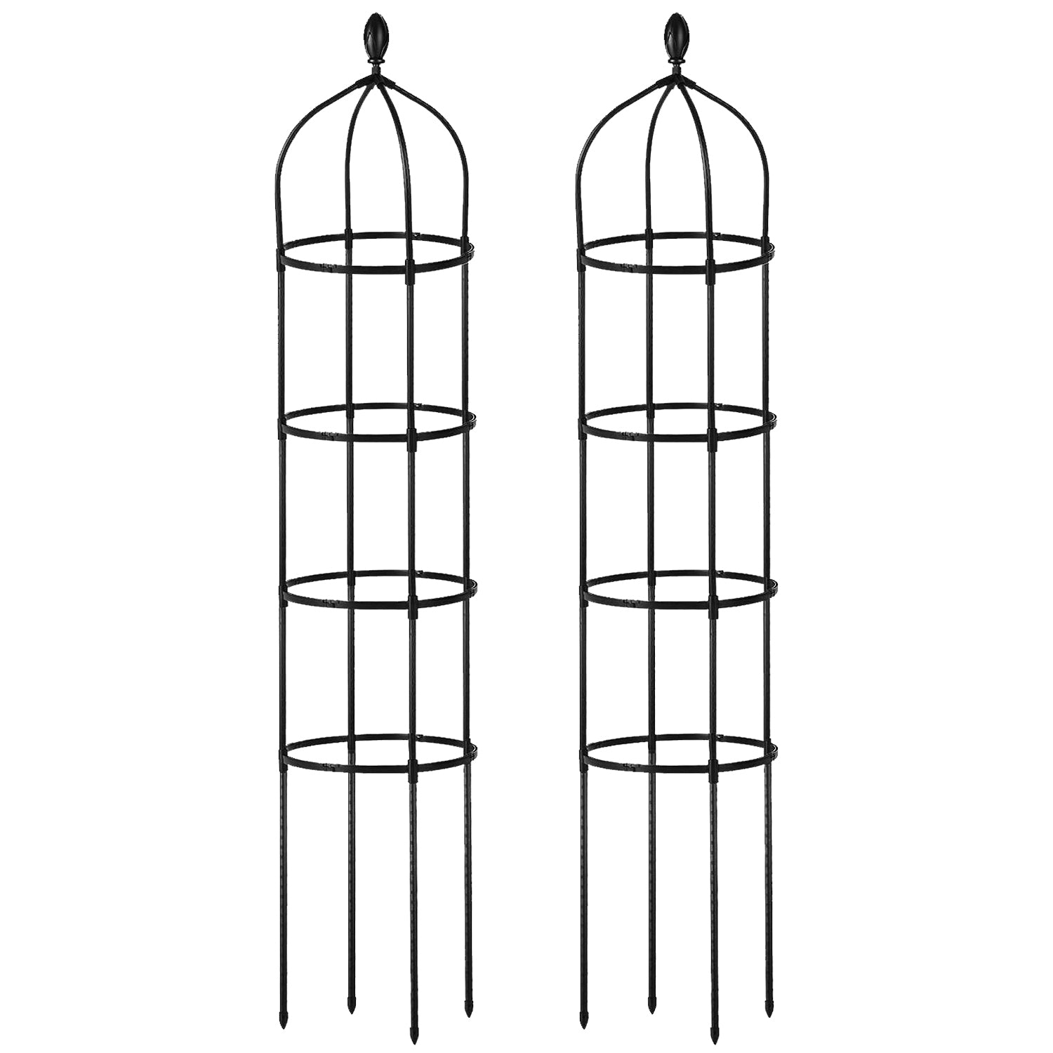 2 Packs Garden Obelisk Trellis 5.9FT Plants Tower for Climbing Plants Flower Vegetable Vine Support Rustproof Garden Plant Trellis Black