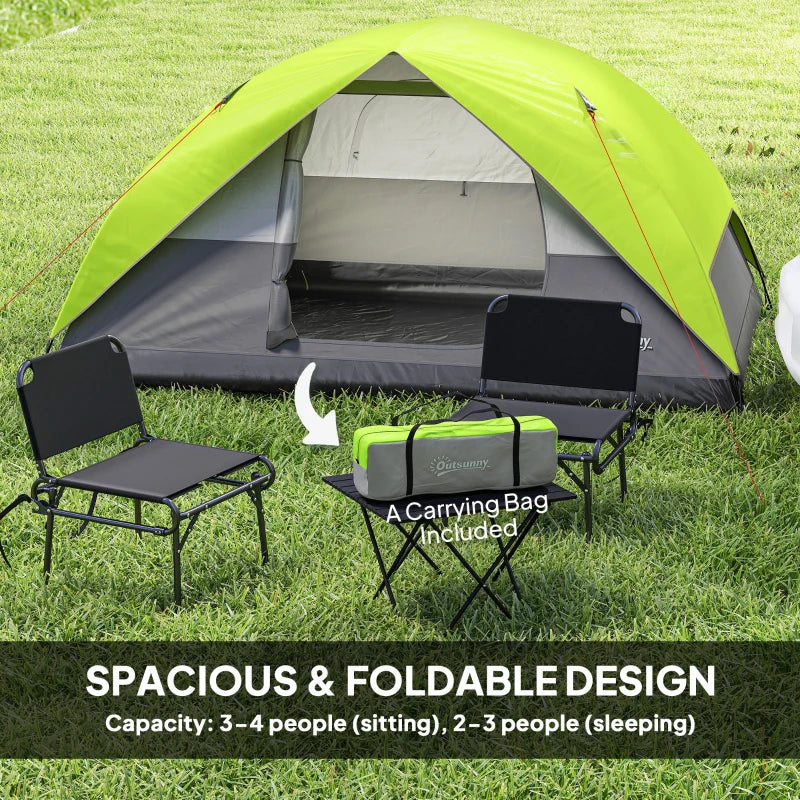 Pop Up Camping Tent, 3-4 Person Family Tent, Waterproof Dome Tent with Mesh Window, Storage Pockets and Hook