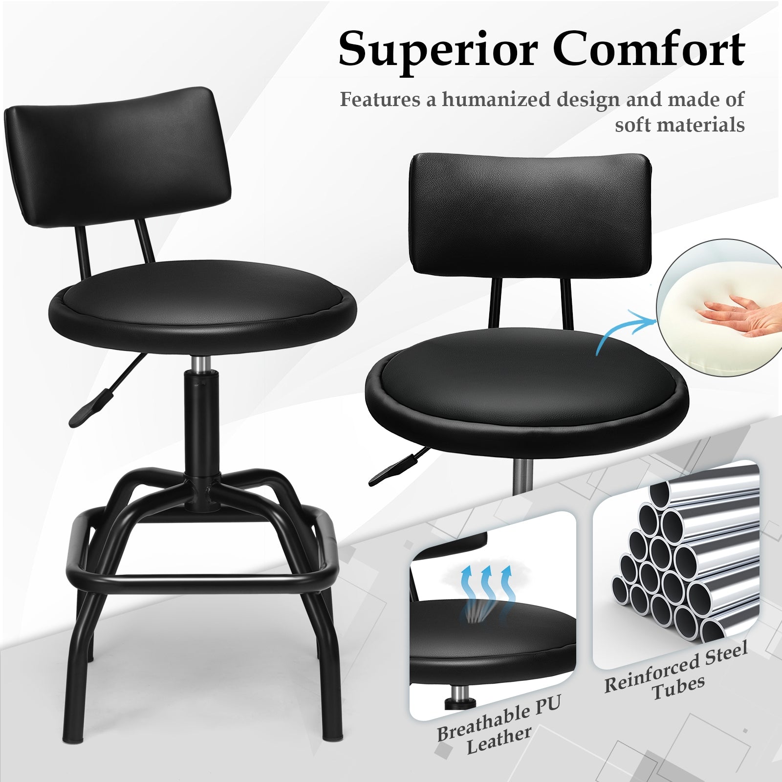 Adjustable Swivel Vintage PU Leather Bar StoolÂ