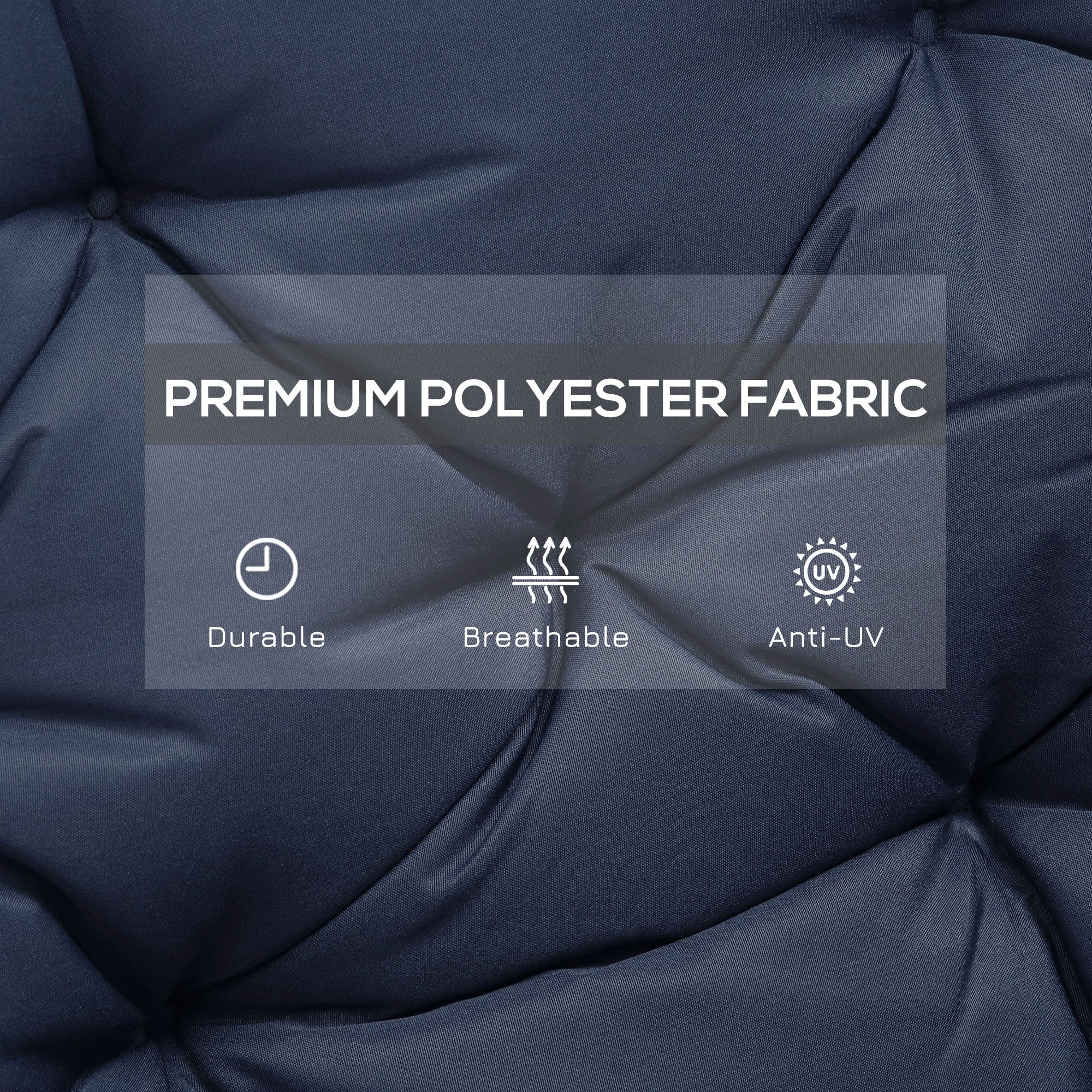 Outsunny 2-Seater Garden Bench with 4.7" Thick Cushions, Non-Slip Backrest Pad, Outdoor Patio Furniture, Navy Blue