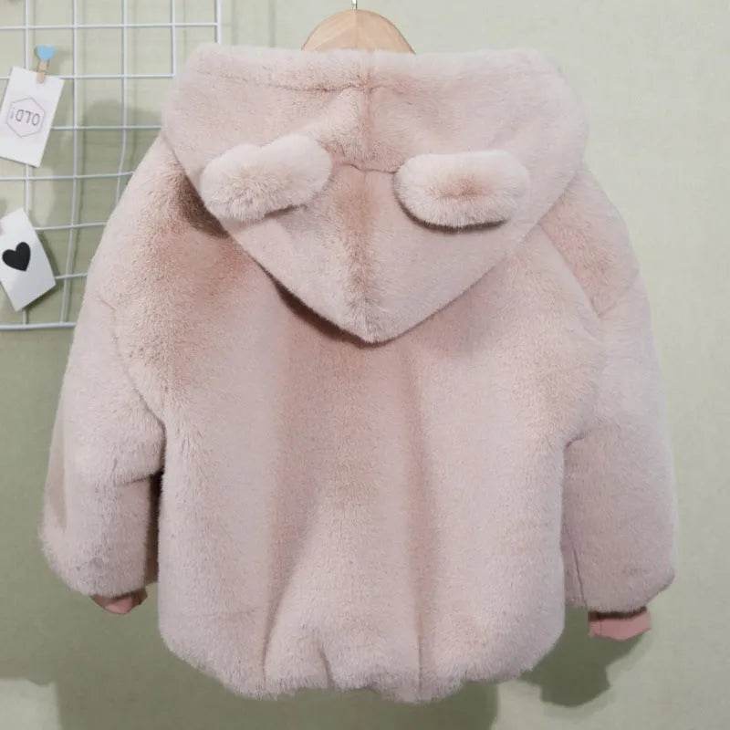 Autumn Winter Thickening Children's Cartoon Fur Hoodie Jacket