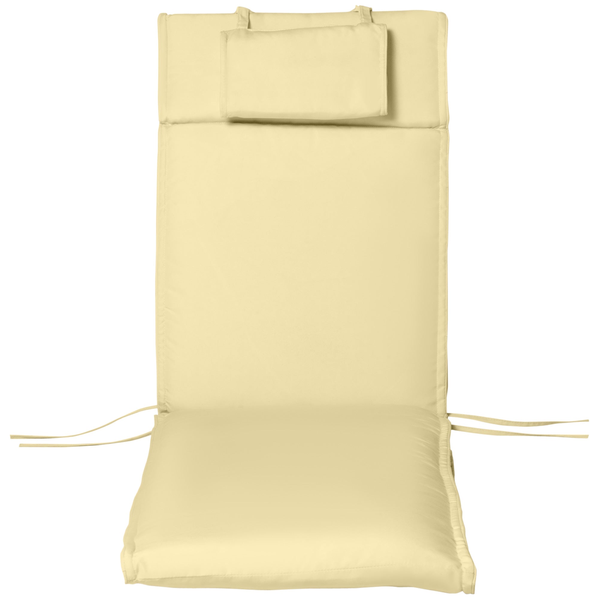 Outsunny Lounger Chair Cushion with Thick Padded, Headrest, Cream White