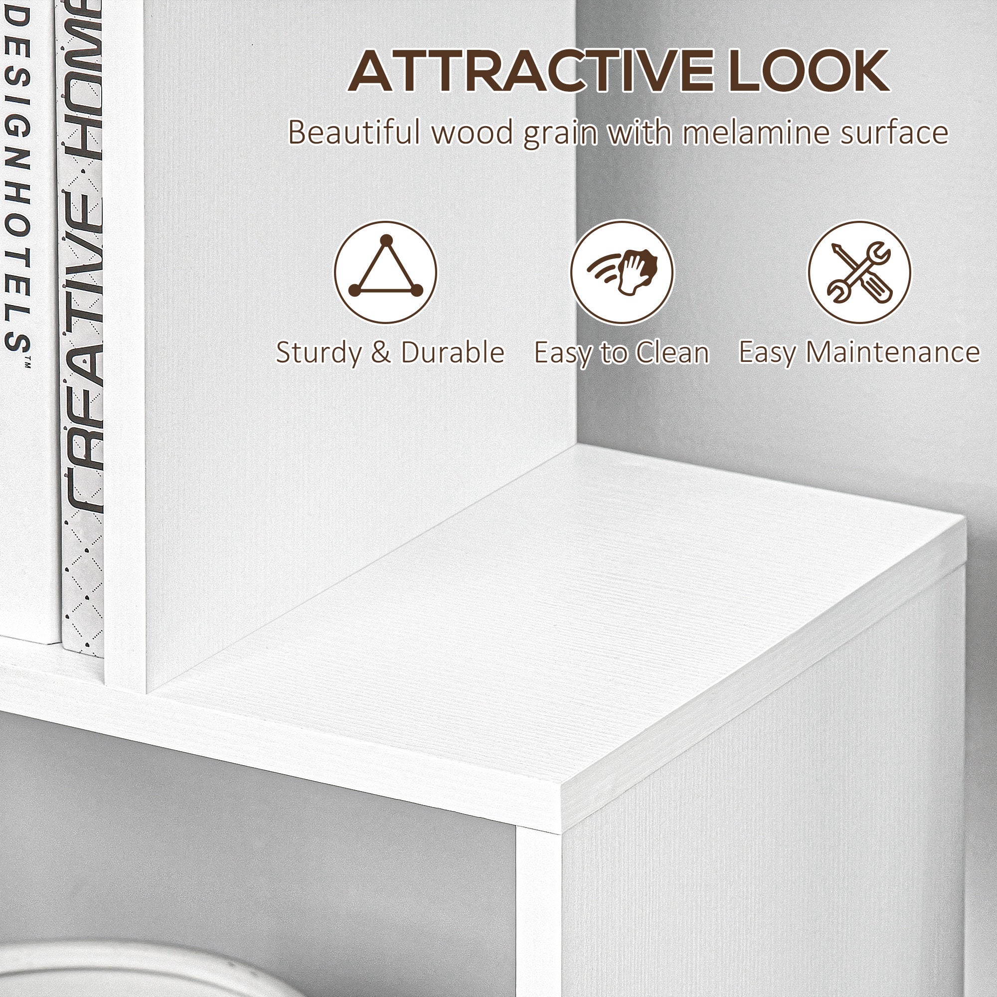 HOMCOM Curvaceous Storage: 6-Tier S-Shape Wooden Bookcase Display Divider Unit for Home Office, White Finish