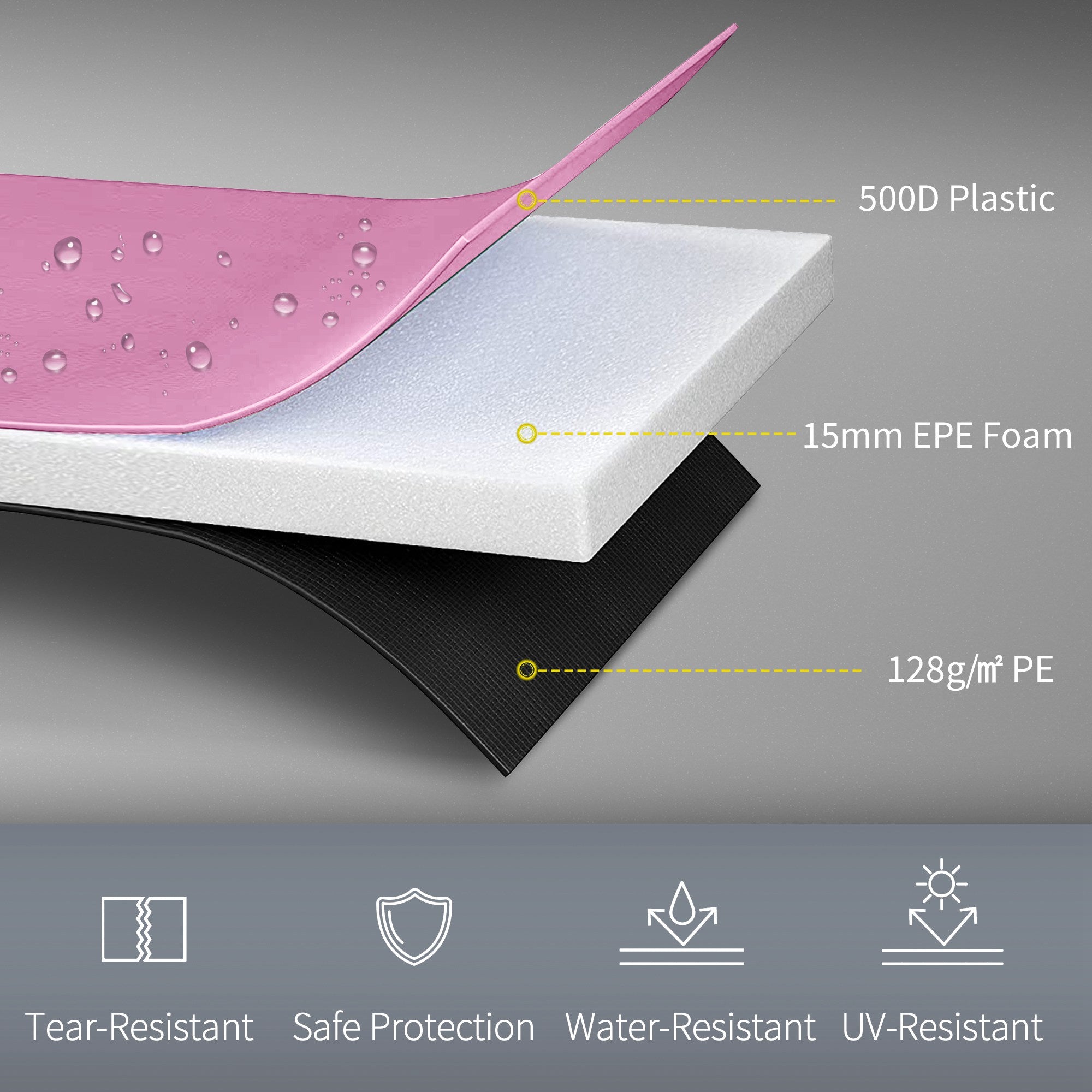 Soozier 14FT Trampoline Edge Protection Spring Cover Pad Waterproof Tear-Resistant Safety Accessory No Pole Holes Pink