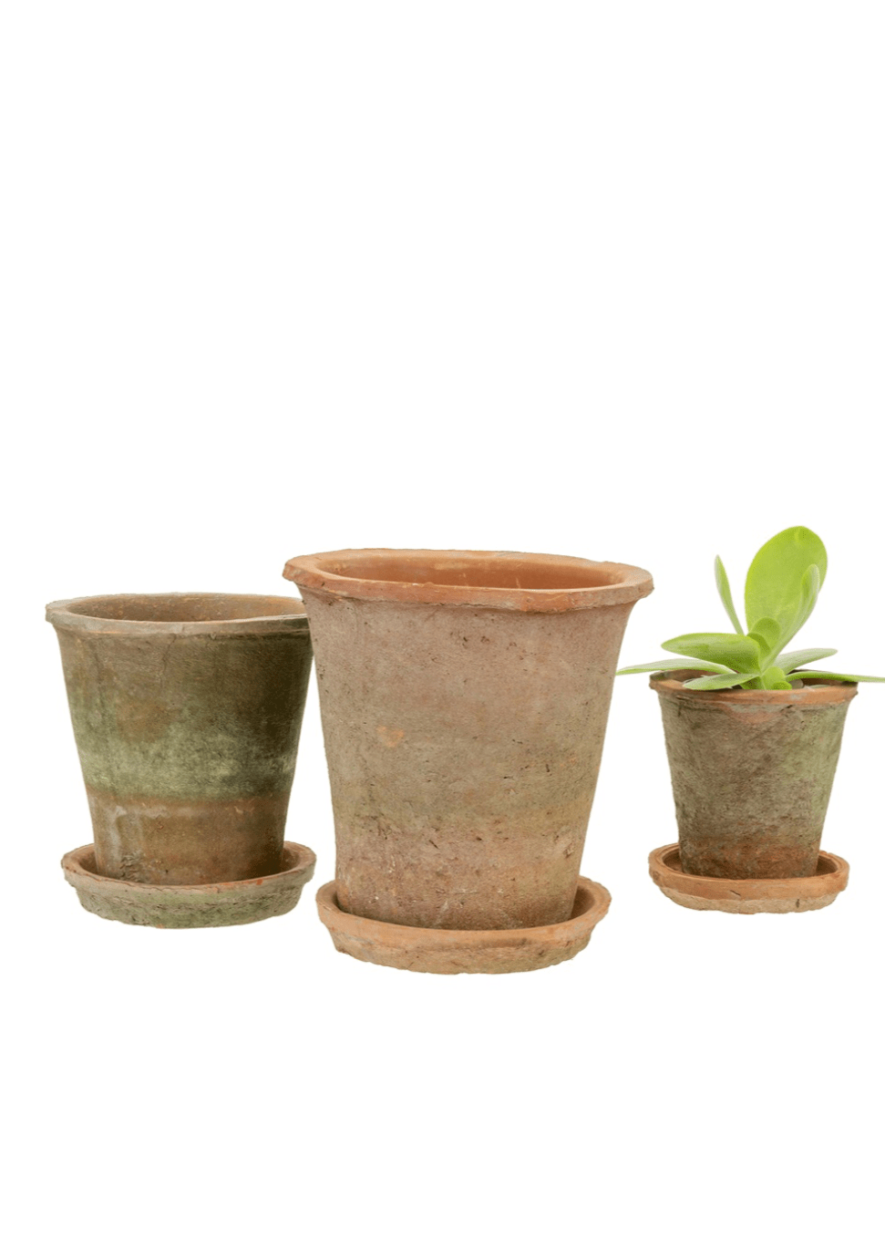 Aged Clay Pot + Saucer – Antique Redstone