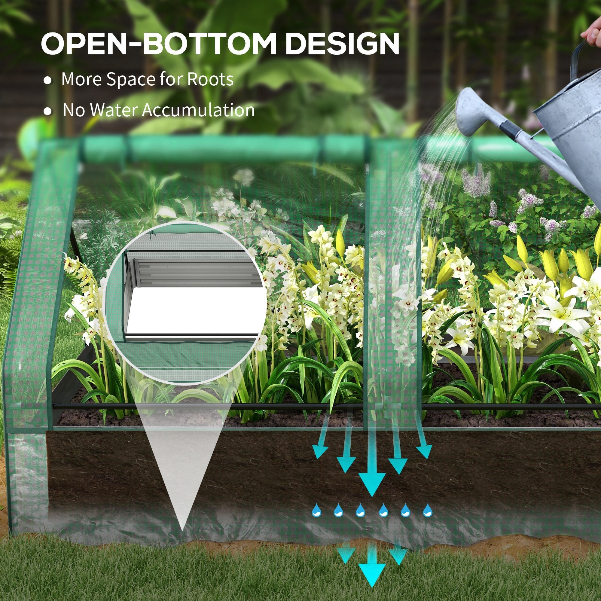 Outsunny Metal Raised Garden Planter Bed: 6' x 3' with Mini Greenhouse Cover for Herbs Veggies Outdoor Green and Silver