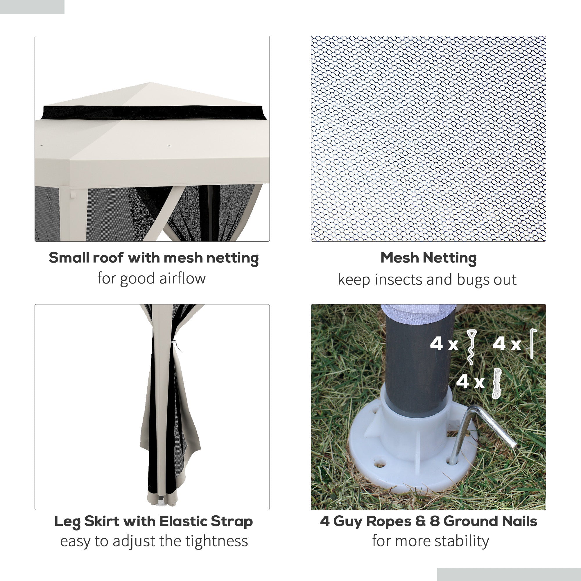 Outsunny 10' x 10' Outdoor Canopy Tent Party Tent with Mesh Netting and Double Tier Roof for Backyard, Garden, Patio, Cream White