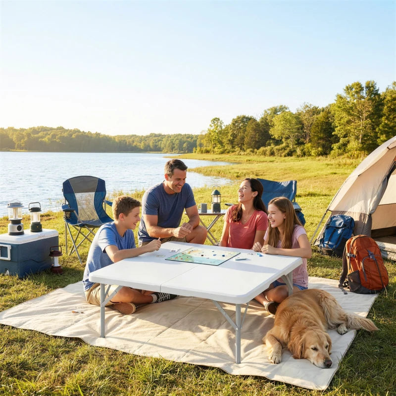 Folding Picnic Table Heavy Duty Camping Table 34" x 34", Indoor Outdoor Use for Picnic, Beach, BBQ, White