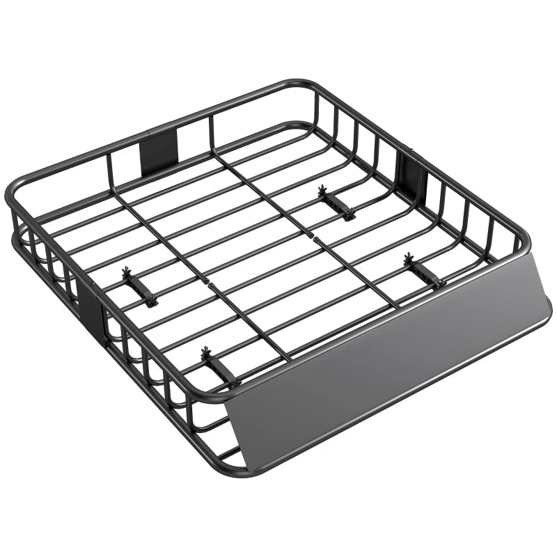 Universal Roof Rack Basket, 200lbs Steel Roof Rack Cargo Carrier with Wind Fairing, Side Rails, 43.5"x39.2"x7.3", Black
