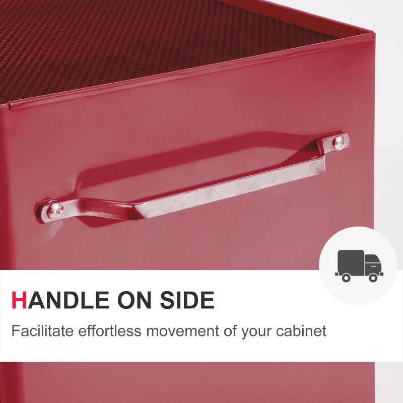 5-Drawer Rolling Tool Cabinet on Wheels, Lockable Tool Chest, Tool Organizer for Garage, Factory and Workshop, Red