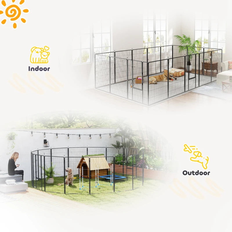 Heavy Duty Pet Playpen, 16 Panels Steel Dog Fence Puppy Exercise Pen with 2 Doors Locking Latch, 47" Height