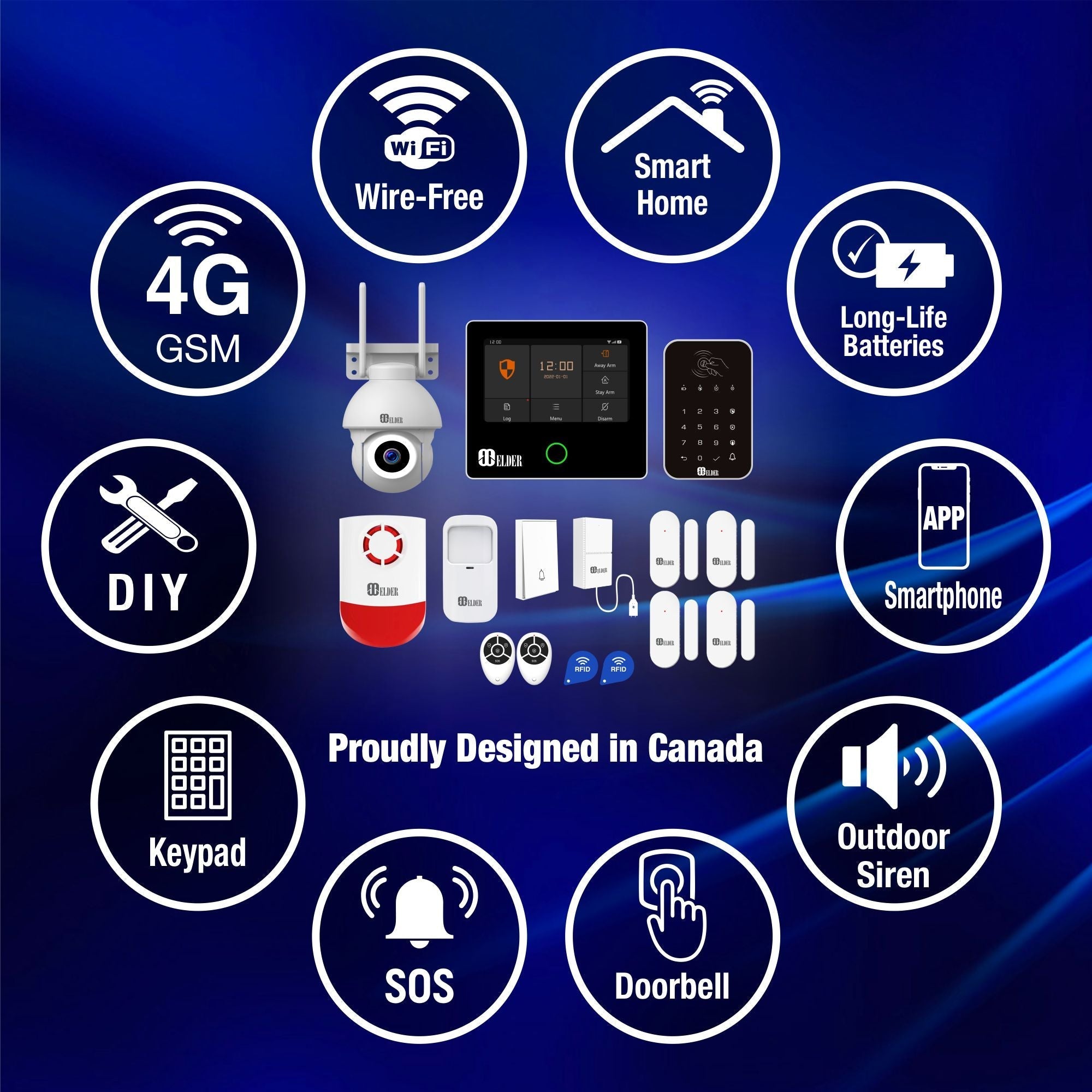 Alarm System & Security Camera Wireless 15-Piece WiFi & 4G Smart Home Alarm Kit DIY, Keypad, Outdoor Siren, Doorbell, Leak, Motion Sensors, Works with Hey Google & Alexa