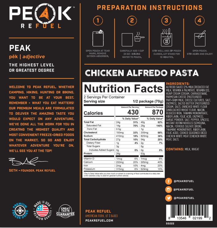 Peak Refuel Chicken Alfredo