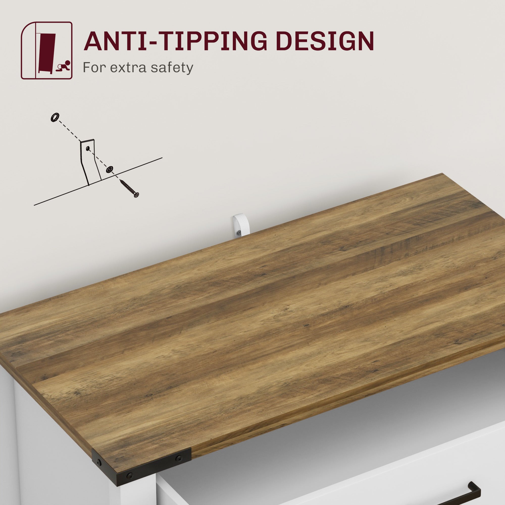 HOMCOM Farmhouse Buffet Cabinet Sideboard with 1 Drawer, 1 Storage Cabinet and Adjustable Shelf, White