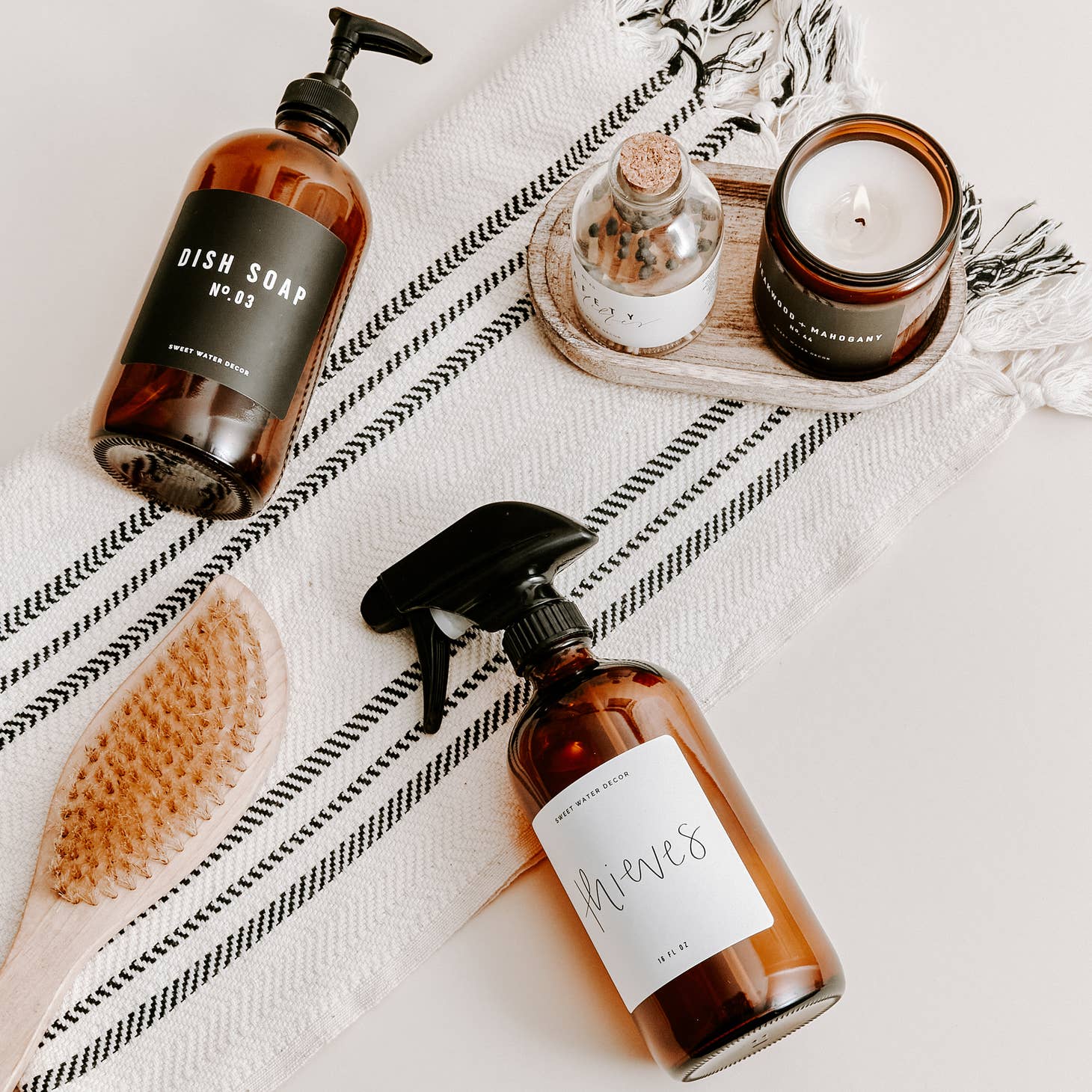 Amber Glass Dish Soap Dispenser