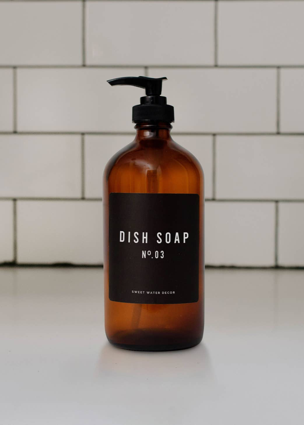 Amber Glass Dish Soap Dispenser