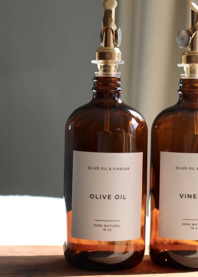 Amber Glass Olive Oil Dispenser Bottle