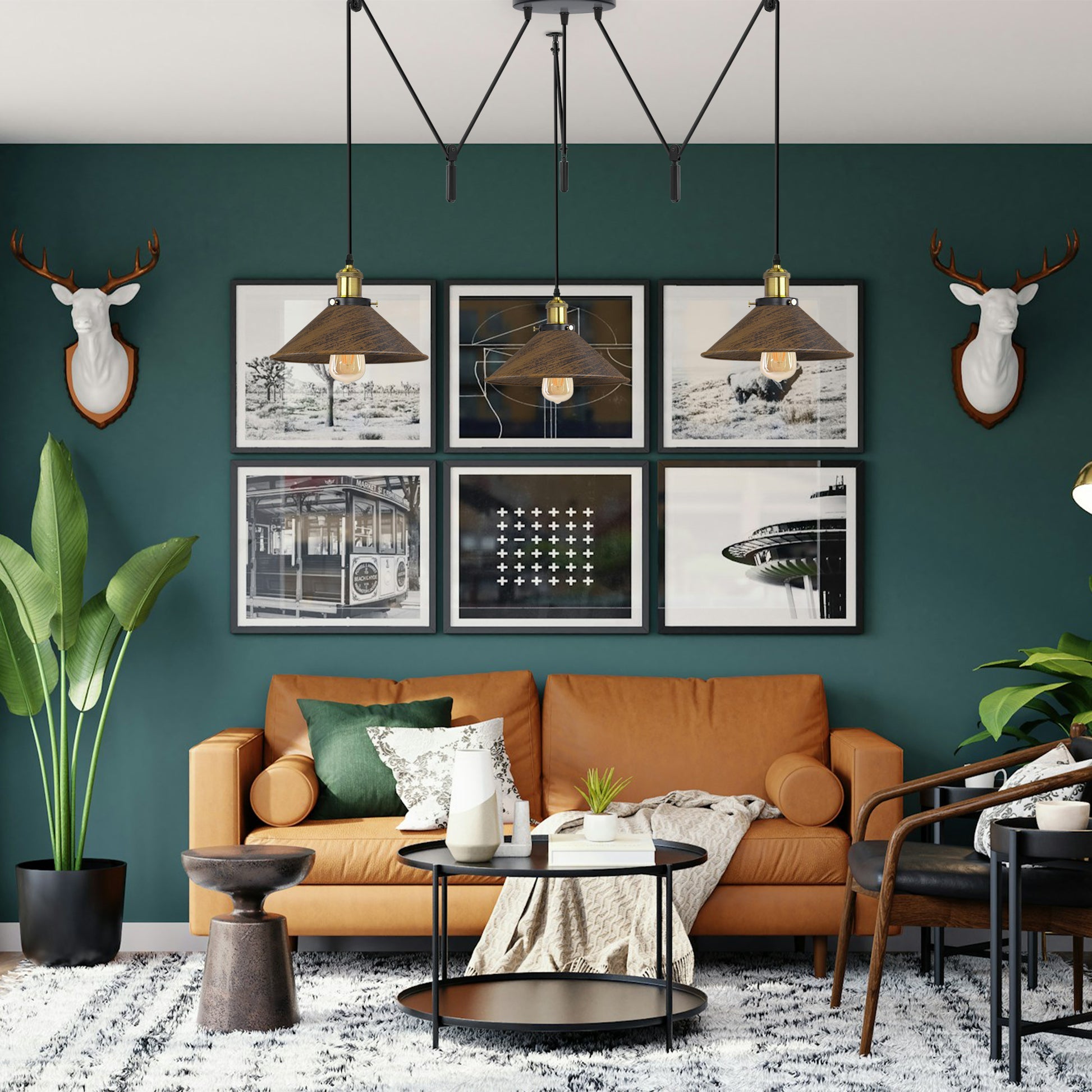 3 Head Cone Shape Spider Pendant Light~ 1757