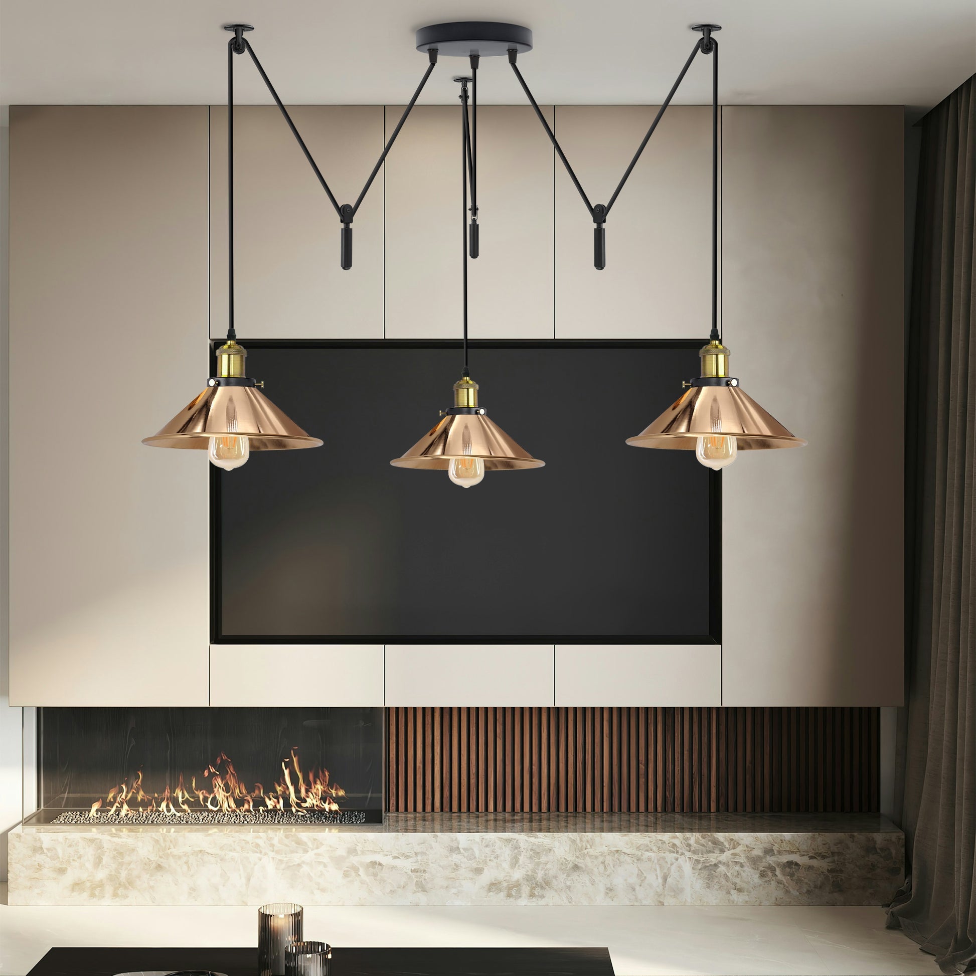 3 Head Cone Shape Spider Pendant Light~ 1757