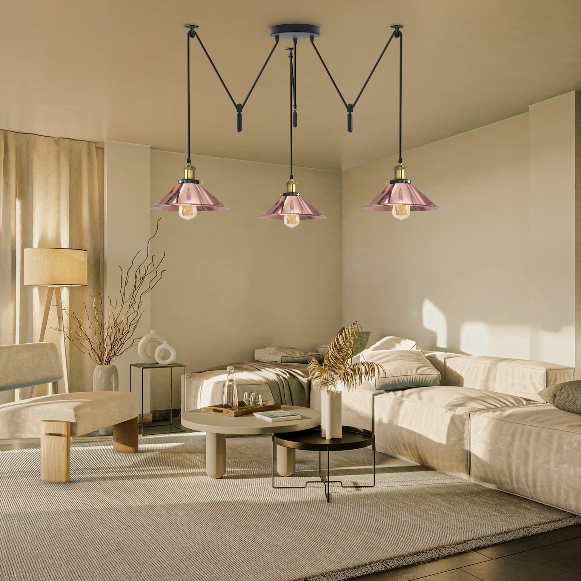 3 Head Cone Shape Spider Pendant Light~ 1757