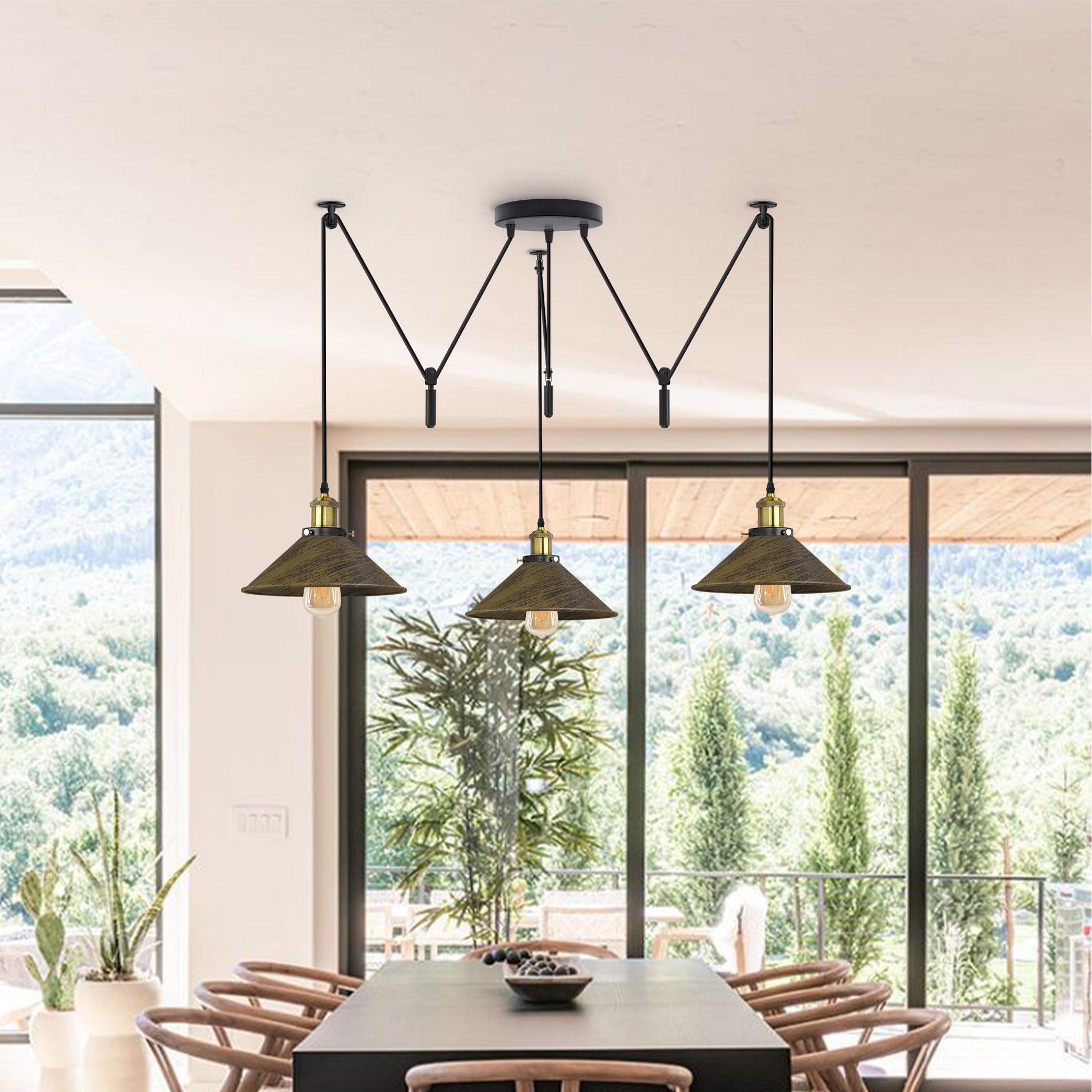 3 Head Cone Shape Spider Pendant Light~ 1757