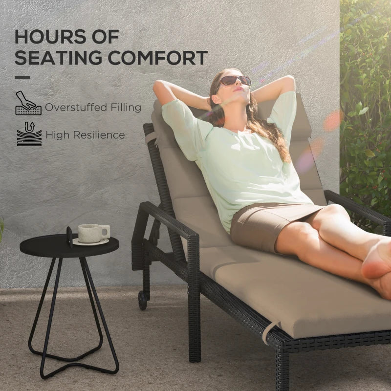 Patio Chaise Lounge Chair Cushion Replacement Sun Lounger Pads with Headrest and Ties, Dark Grey