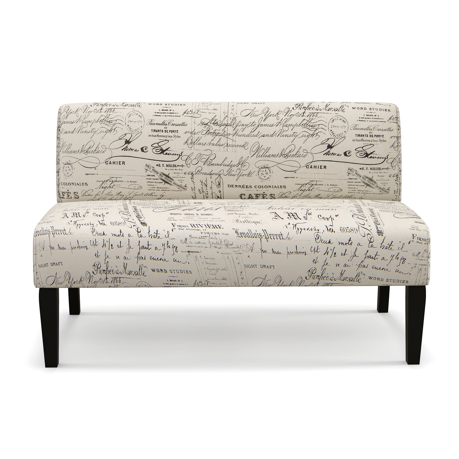 Wooden Leg Armless Loveseat Sofa for Living Room-WhiteÂ