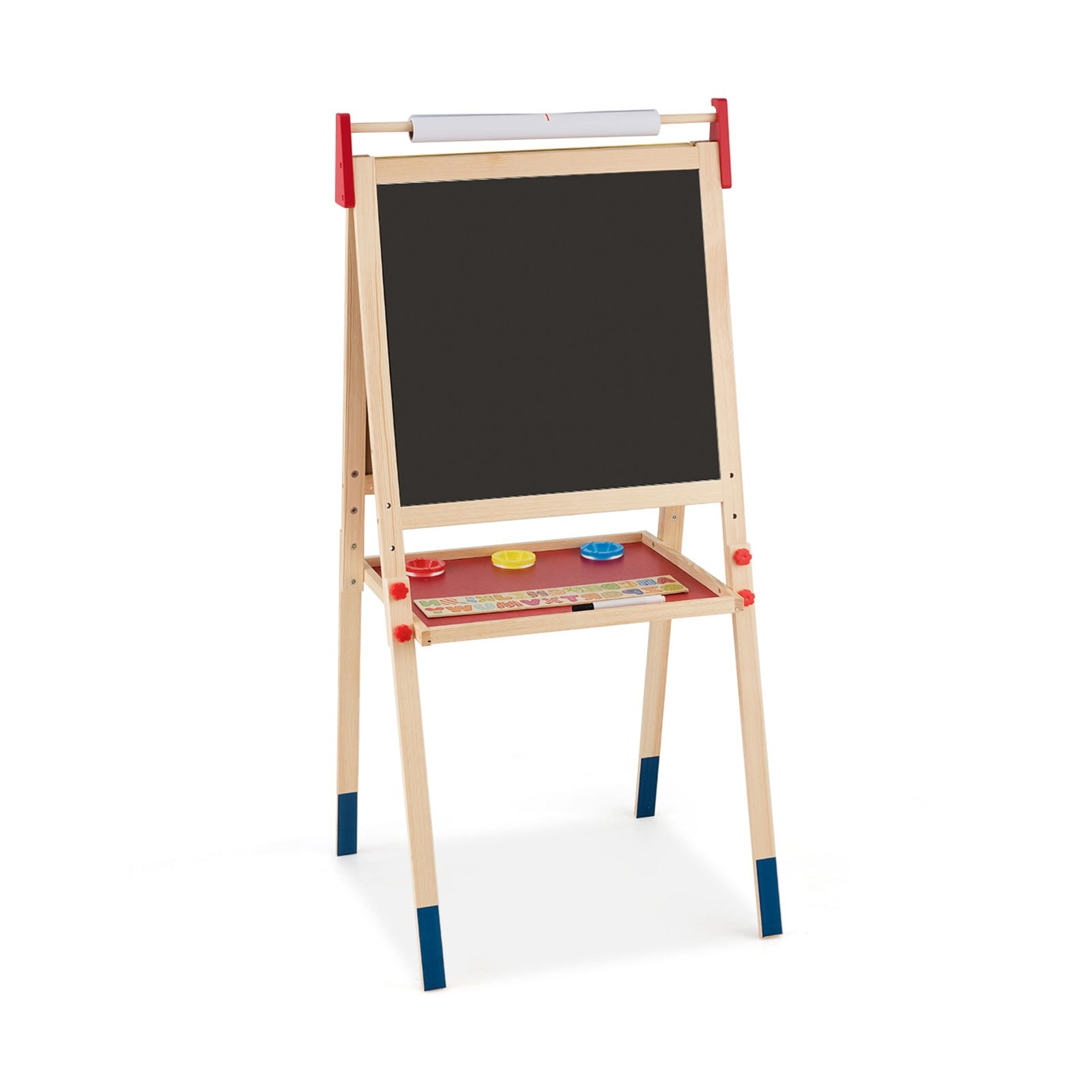 All-in-One Wooden Height Adjustable Kid's Art Easel with Magnetic Stickers and PaperÂ