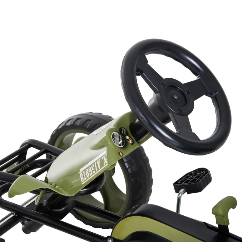Aosom Kids Pedal Go Kart with Adjustable Seat, EVA Tyres & Safety Handbrake – Green