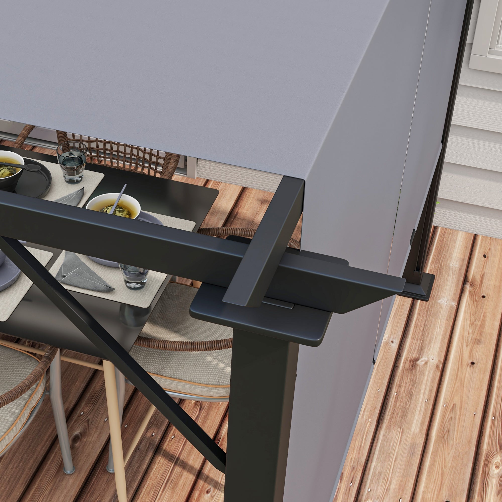 Outsunny 12' x 10' Outdoor Patio Gazebo Pergola with Retractable Canopy Roof, Steel Frame with Stakes, Grey