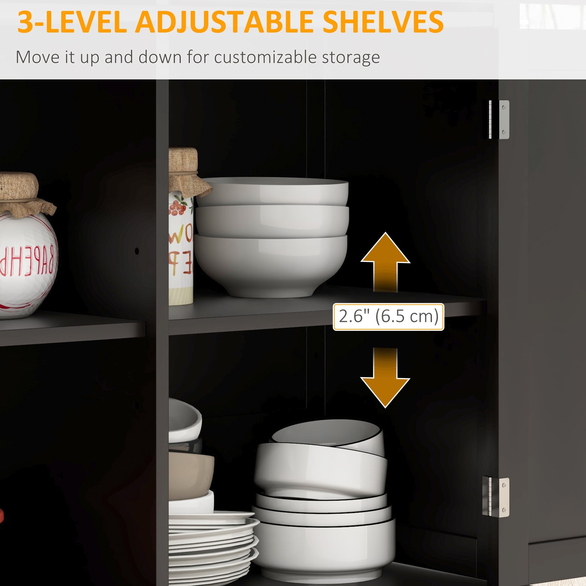 HOMCOM Ebony Culinary Companion: Black Kitchen Island with Beadboard, Rubberwood Cart, 2 Drawers, Adjustable Shelves for Storage