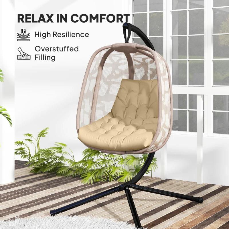 Outdoor Swing Cushion, Tufted Patio Cushion Replacement for Garden Chair Egg Chair, Indoor Outdoor Seat Cushion, Beige