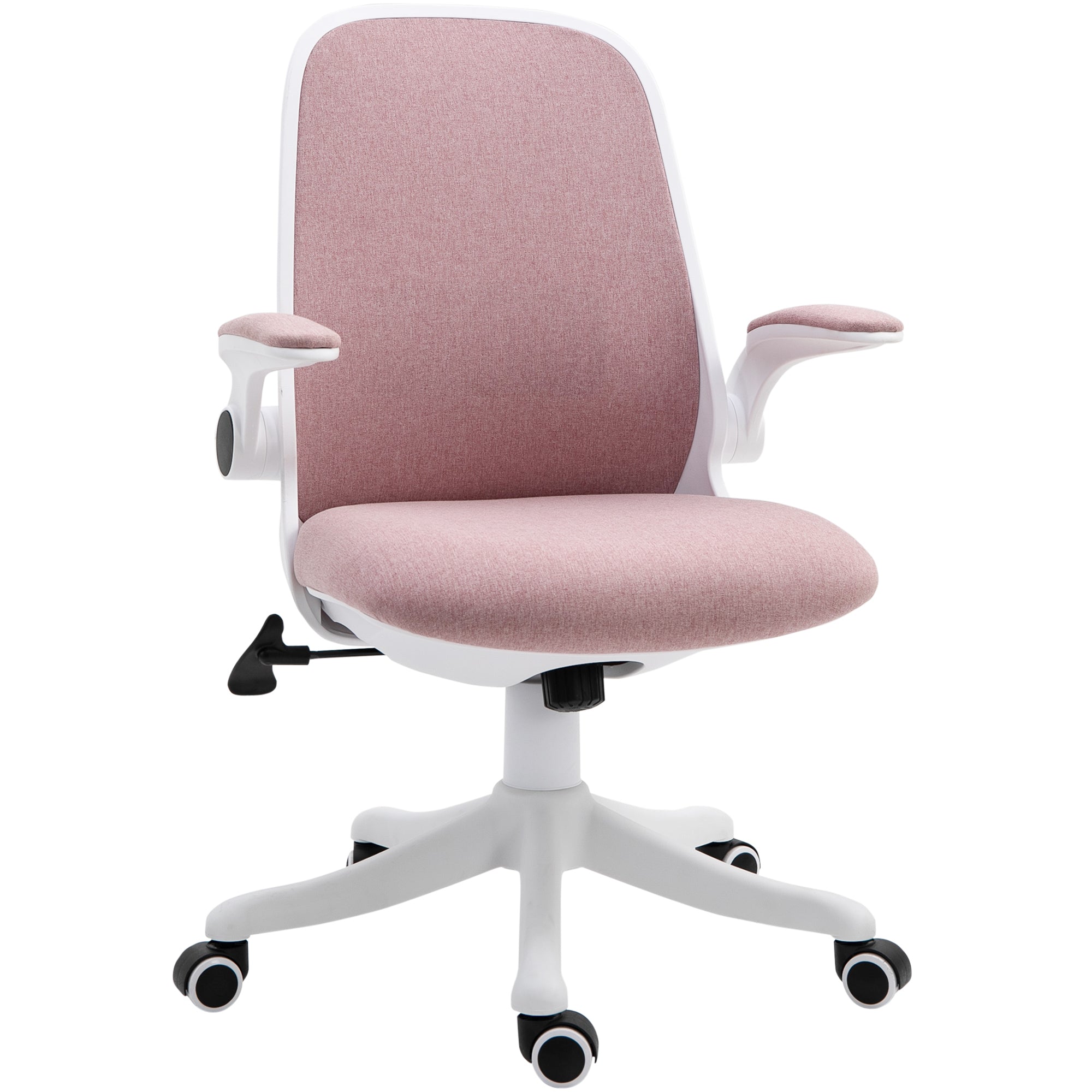 Vinsetto Breathable Fabric Office Chair 360° Swivel Task Chair with Flip-up Arms Adjustable Height Desk Chair Pink