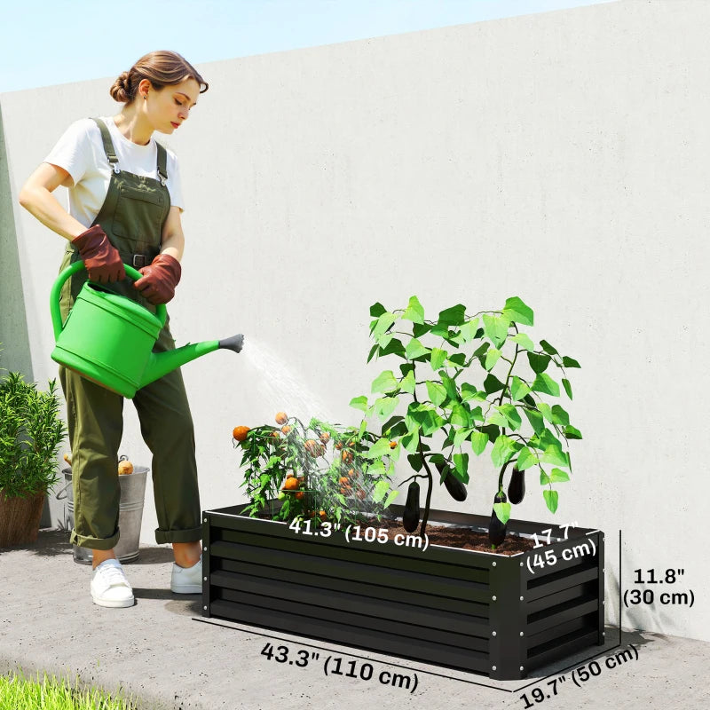 Galvanized Raised Garden Beds, Outdoor Planter Box, Set of 2, for Flowers, Herbs and Vegetables, Black