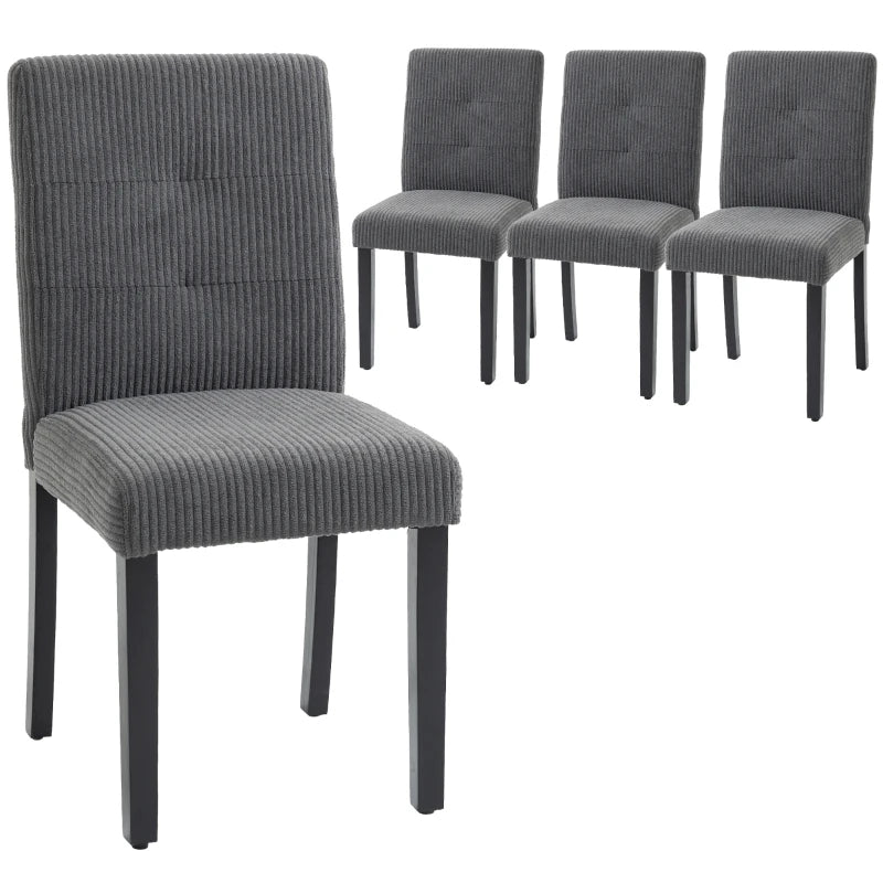 Modern Dining Chairs Set of 4, Kitchen Chairs with Rubberwood Legs and Padded Seat, Dark Grey