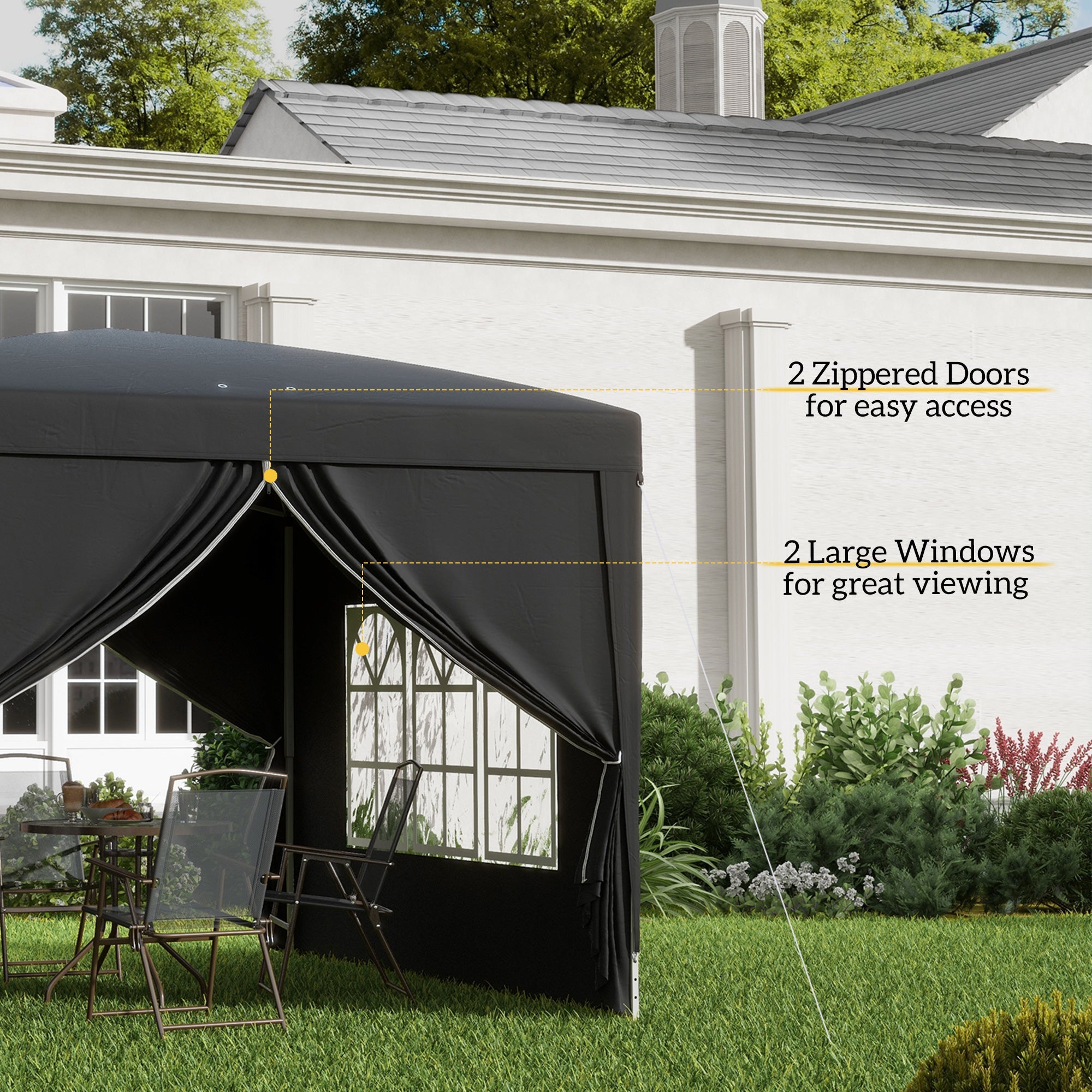 Outsunny 10'x10' Pop Up Party Tent Outdoor Wedding Gazebo Canopy Carrying Bag Black