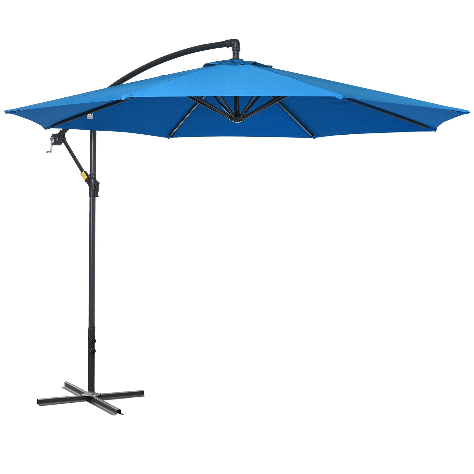 Outsunny 10ft Banana Hanging Rattan Set Sun Shade Patio Umbrella Cantilever Blue