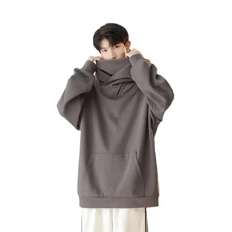 Autumn Winter Oversized Turtleneck Hoodie Pullover for mens