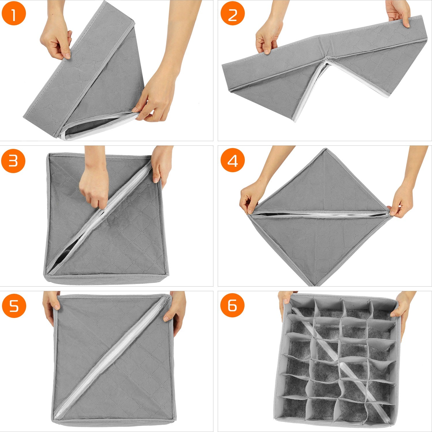 3 Pack Sock Organizer Box Foldable Damp Proof Storage Drawers Multi-cells Underwear Tie Container for Wardrobe Closet Cabinet