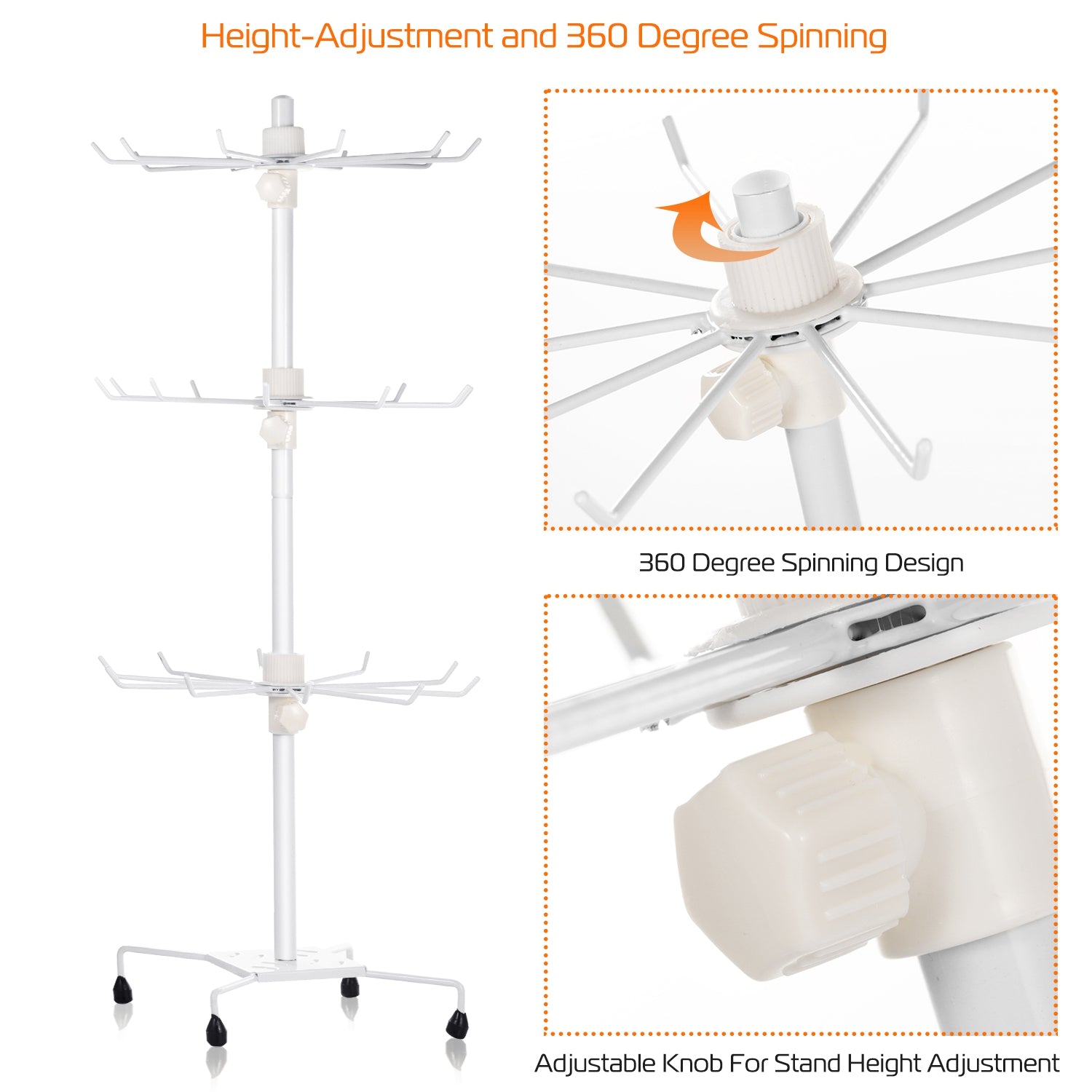 3-Tier Metal Jewelry Rack 30-Hook Necklaces Bracelets Display Stand Organizer Spinning Tower Holder