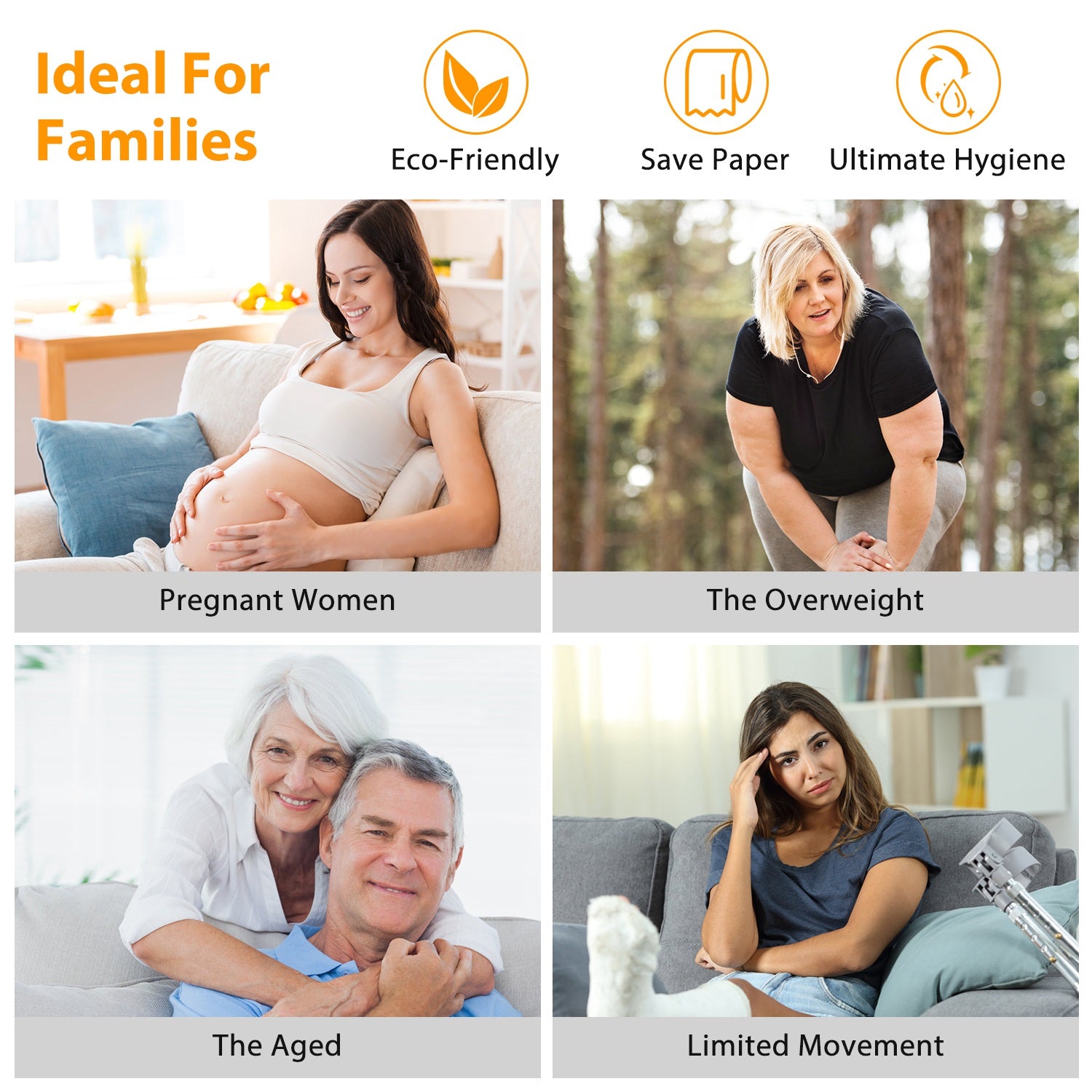 Bidet Attachment Non-Electric Fresh Water Bidet Sprayer Toilet Seat Attachment with Dual Nozzles Water Flow Control