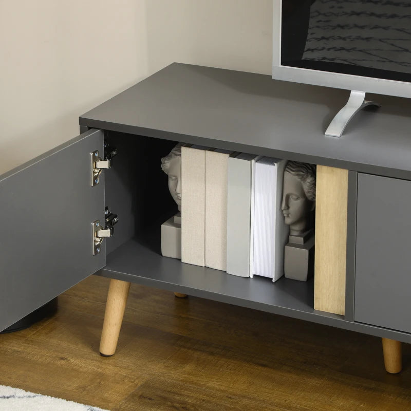 TV Stand for TVs up to 55", TV Cabinet with Shelves and Cable Holes, Entertainment Unit for Living Room, Dark Grey