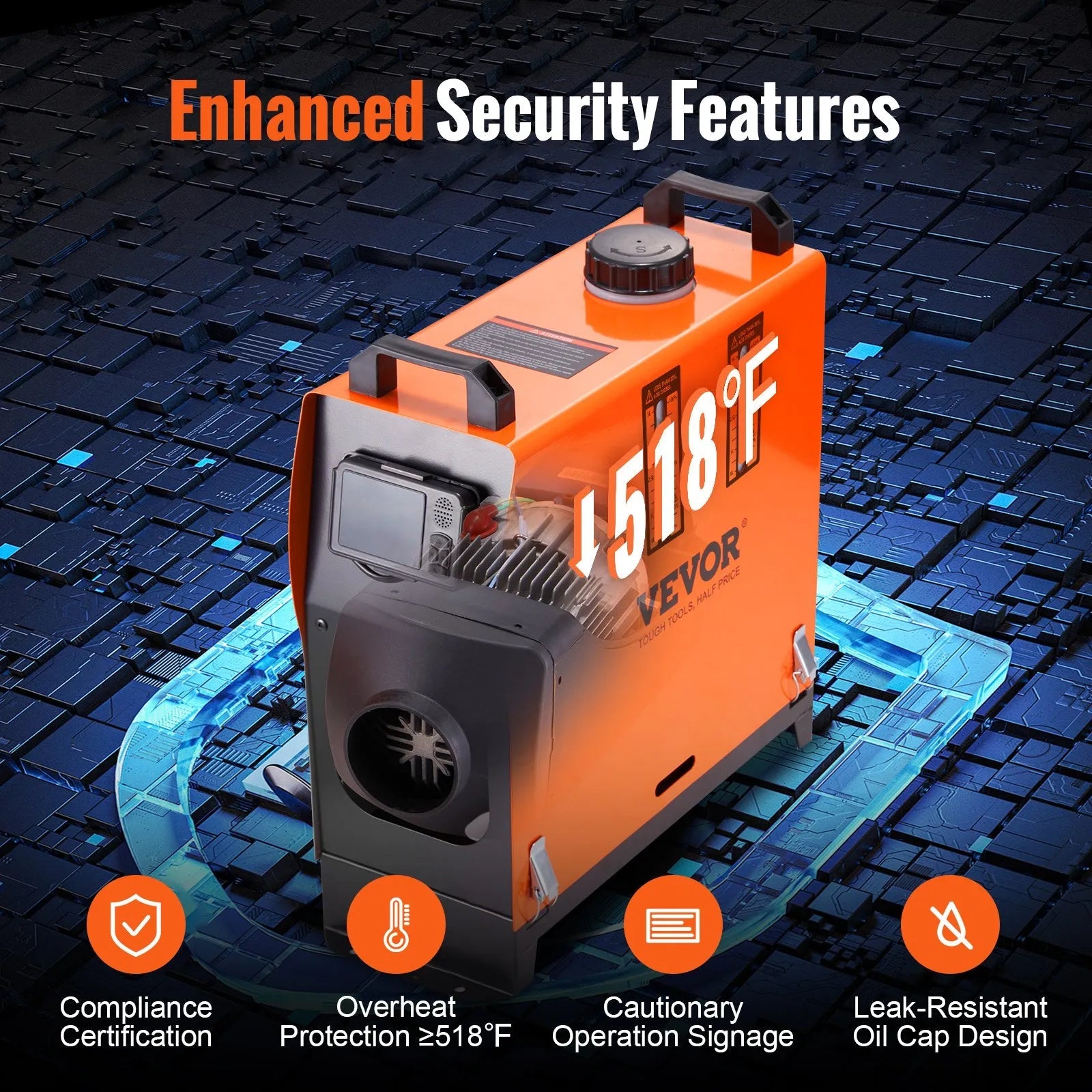 VEVOR 8KW Diesel Air Heater, Bluetooth App Control All-in-One Diesel Heater with Automatic Altitude Adjustment, Remote Control and LCD, Portable Parking Heater for RV, Trailer, Camper Van, Boat