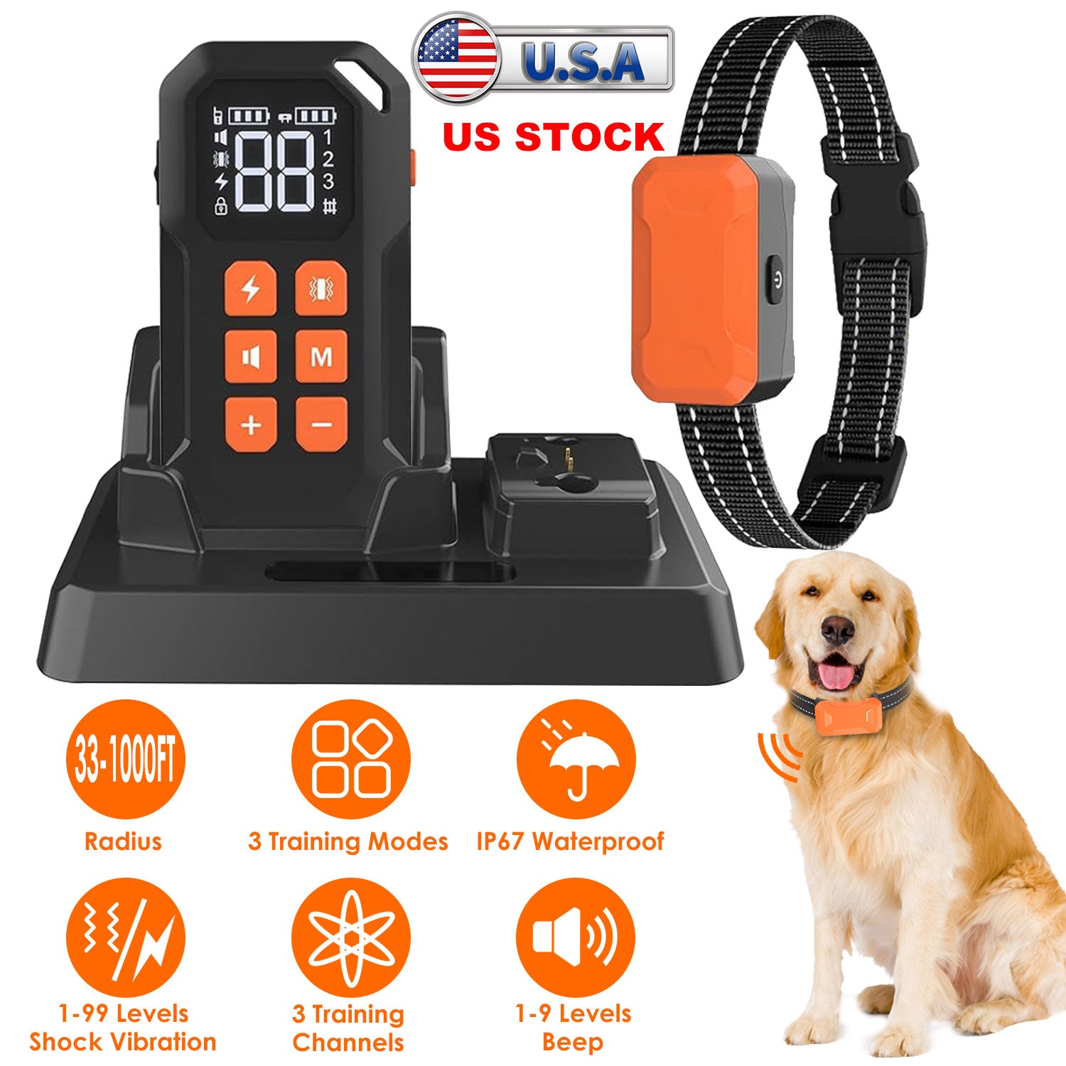2 In 1 Wireless Electric Dog Fence With Training Collar IP67 Waterproof Pet Beep Vibration Shock Boundary Containment System for Small Medium Large Do