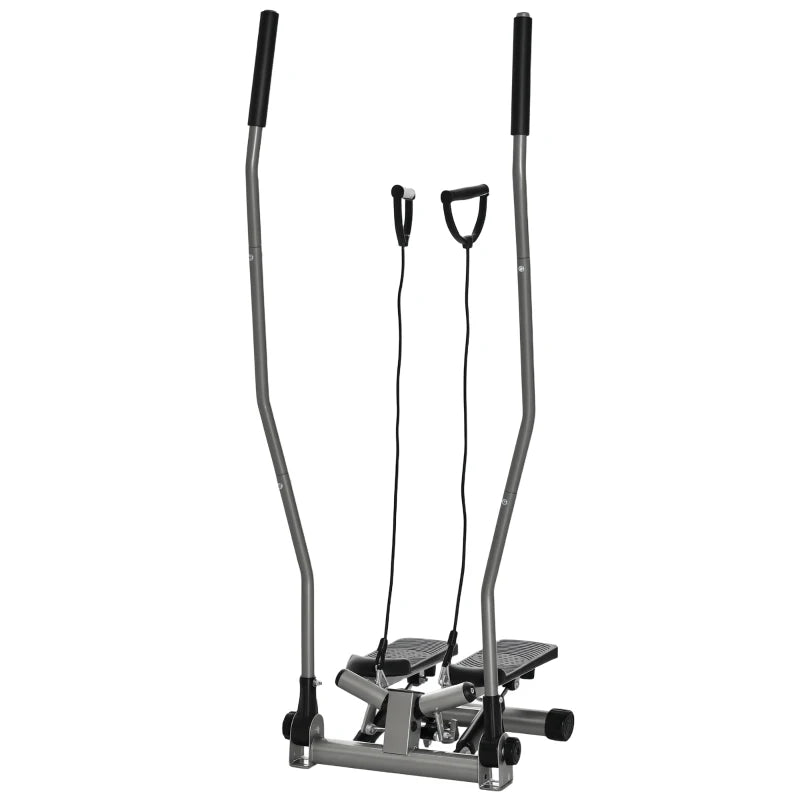 Soozier Twist Stair Stepper Exercise Machine with Rocking Handlebars, Cardio Climber Exercise Equipment with Hydraulic Resistance, LCD Display for Home Workout Exercise, Silver