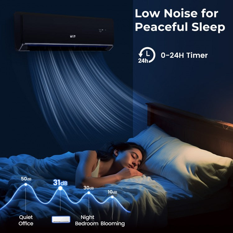 Energy Star Certified 18000 BTU 21 SEER2 208-230V Mini Split Air Conditioner and Heater Black Wifi Enabled