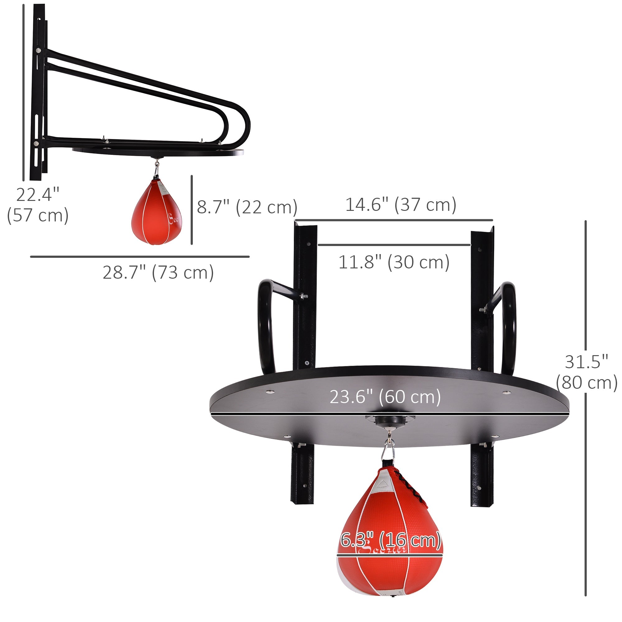 Soozier Wall-mounted Speed Bag Boxing Platform with Adjustable Height